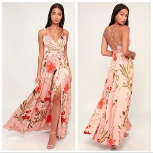 Lulu's Pink Floral Maxi Dress